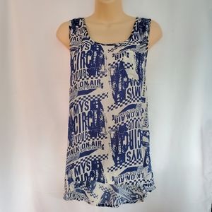 Womens Cotton Candy Blue and White Sleeveless Flowy Top Size Medium